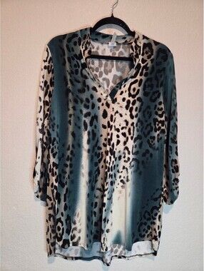 Now N Forever Long Sleeve Animal Print Tunic Top Size L